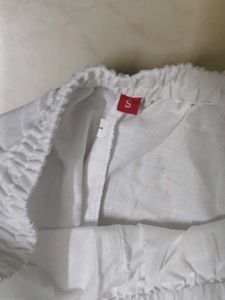 White Palazzos with Embroidered Hem