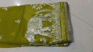 Stunning Elephant Embroidered Saree