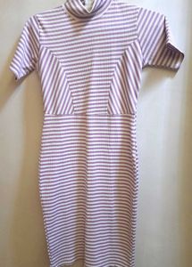 Striped Mock Neck Bodycon Dress