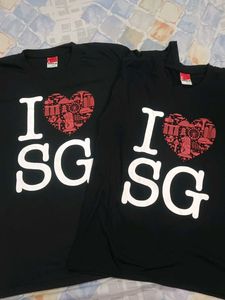 Couple Black Singapore Tshirts pack of 2