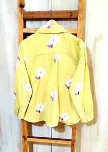 Yellow Floral Print Button-Up Shirt Size-36