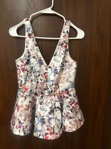Floral Peplum V-Neck Top