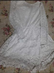 Elegant White Lace midi Dress