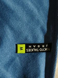 Blue Cropped Tie-Side T-Shirt