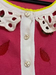 Cute Pink Leaf Cardigan