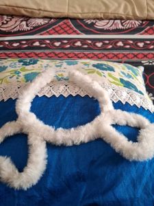 White Faux Fur Dupatta Scarf