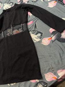 Chic Black Sheath Dress with Floral Waist