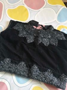 Women's Black &amp; Silver 4-Piece Western Lehenga Set