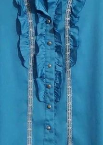 Vintage Ruffled Blue Blouse