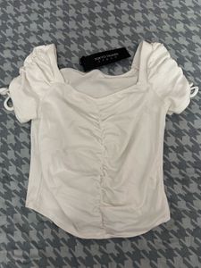 Chic Ruched White Top