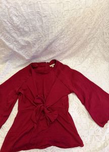 Stylish Red Tie-Front Top