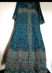Embroidered Teal Anarkali