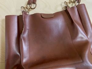 Chic Brown Faux Leather Tote Bag