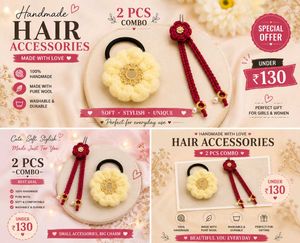 Handmade Woolen Hair Accessories Combo