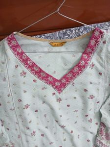 Light Blue Floral Kurta Set