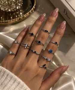 43 Stackable Silver Tone Rings Set 🌸✨️