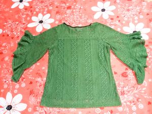 Free gift 🎁 &amp; Olive Green Lace Bell Sleeve Top