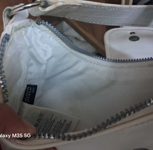 Cream Hobo Bag with Crocodile Accents
