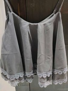 Elegant Gray Lace Trim Cami Top