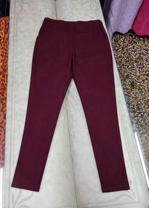 Burgundy High-Waisted jeggings