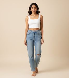 White Square Neck Crop Top