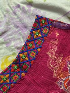 Magenta boho shorts with mirror work