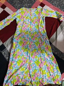 Vibrant Floral Print Long Kurta