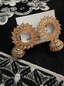 Rose Gold Sunflower Jhumka Earrings