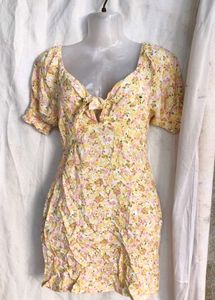 7123. Floral Tie-Front Mini Dress
