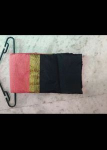 orange & Black Saree with Gold Border