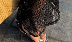 Sparkling Silver Block Heels