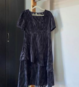 Black Lace-Up Puff Sleeve Mini Dress