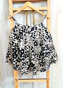 Black &amp; White Floral Camisole Top Size-40
