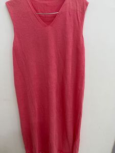Sleeveless V-Neck Coral Dress