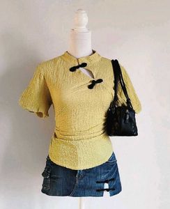 Chinese cheongsam style short sleeve blouse