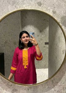 Vibrant Pink Kurta with Yellow Accent