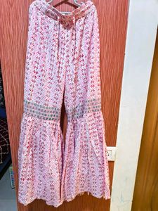 Pink Floral Print sharara Kurtaset