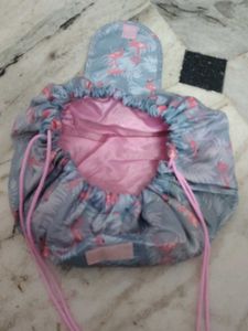Flamingo Print Drawstring Makeup Bag