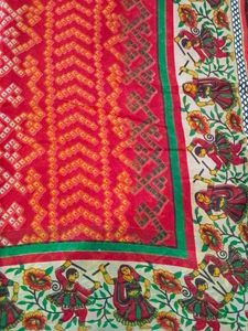 Vibrant Indian Saree with Traditional Motifs