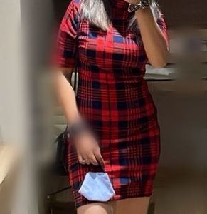 Red &amp; Blue Plaid Bodycon Dress