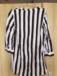 Striped Collared Button-Up Tunic
