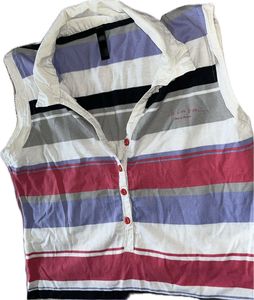Striped Sleeveless Polo Shirt