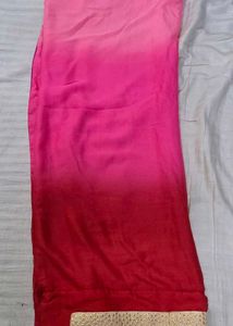 Stunning Pink Ombre Saree with Golden Border