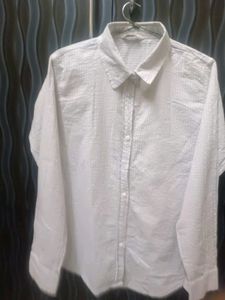 women's Classic White and blue Textured Shirt