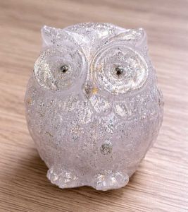 Handmade Sparkling Glitter Owl Resin Home Decor