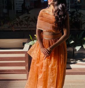 Elegant Orange organza Lehenga Choli