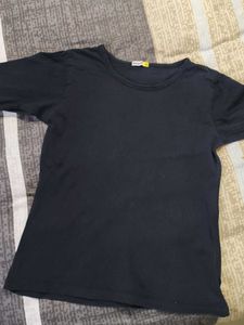 Classic Black 3/4th Sleeves Tee Tshirt Top Women