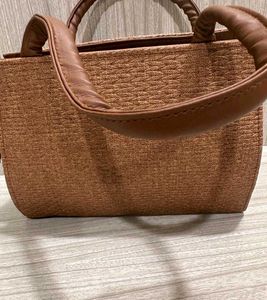 Brown Textured Satchel Bag
