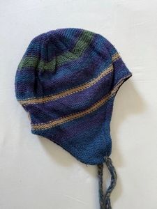 Striped Knit Beanie with Tassels