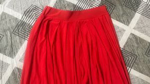 Red Wide Leg Pleated Palazzo